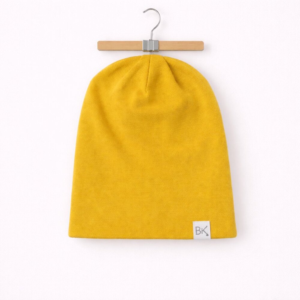 BK | Mustard Bamboo Slouch Beanie Hat – One Size